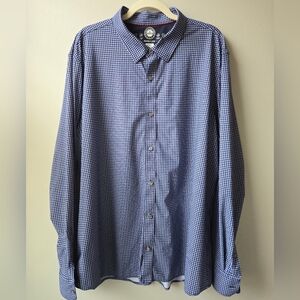 Flag & Anthem Men's Blue Checkered, Long Sleeve, Button Down Shirt